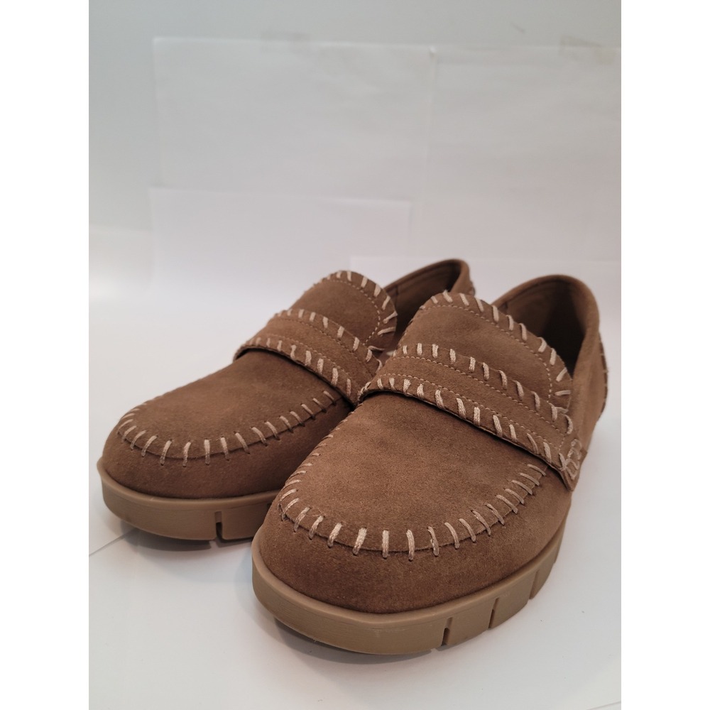 MIA Natalee Loafers Womens 7.5 Brown Suede Platform‎ Whipstitch ML2815